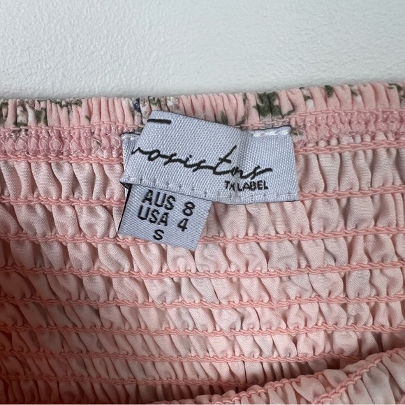 Two Sisters Label Midi Dress Shirred Stretch Bodycon Pink Floral Cocktail Size 8 - Picture 10 of 13